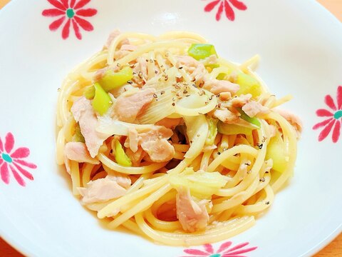 長ネギとツナの和風パスタ
